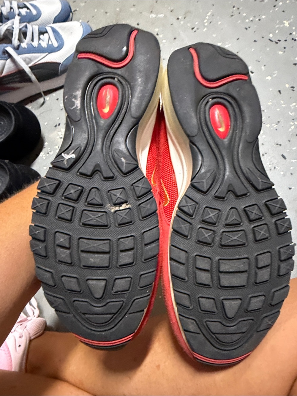 Nike men’s Red Sneakers with Yellow Swoosh - Picture 3 of 5